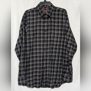 EUC Nordstrom Men's Business Casual Black Plaid Long Sleeve Button Down Shirt XL